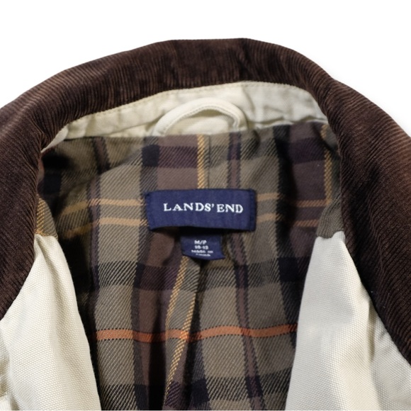 Lands’ End Beige Chore Jacket Brown Collar | Barn Coat Utility Style | MP - Picture 2 of 8